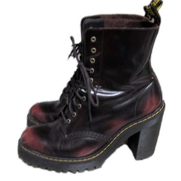 Dr Martens Kendra Cherry Red Arcadia Genuine Leather Heeled Boots Sz 10 - Picture 8 of 10